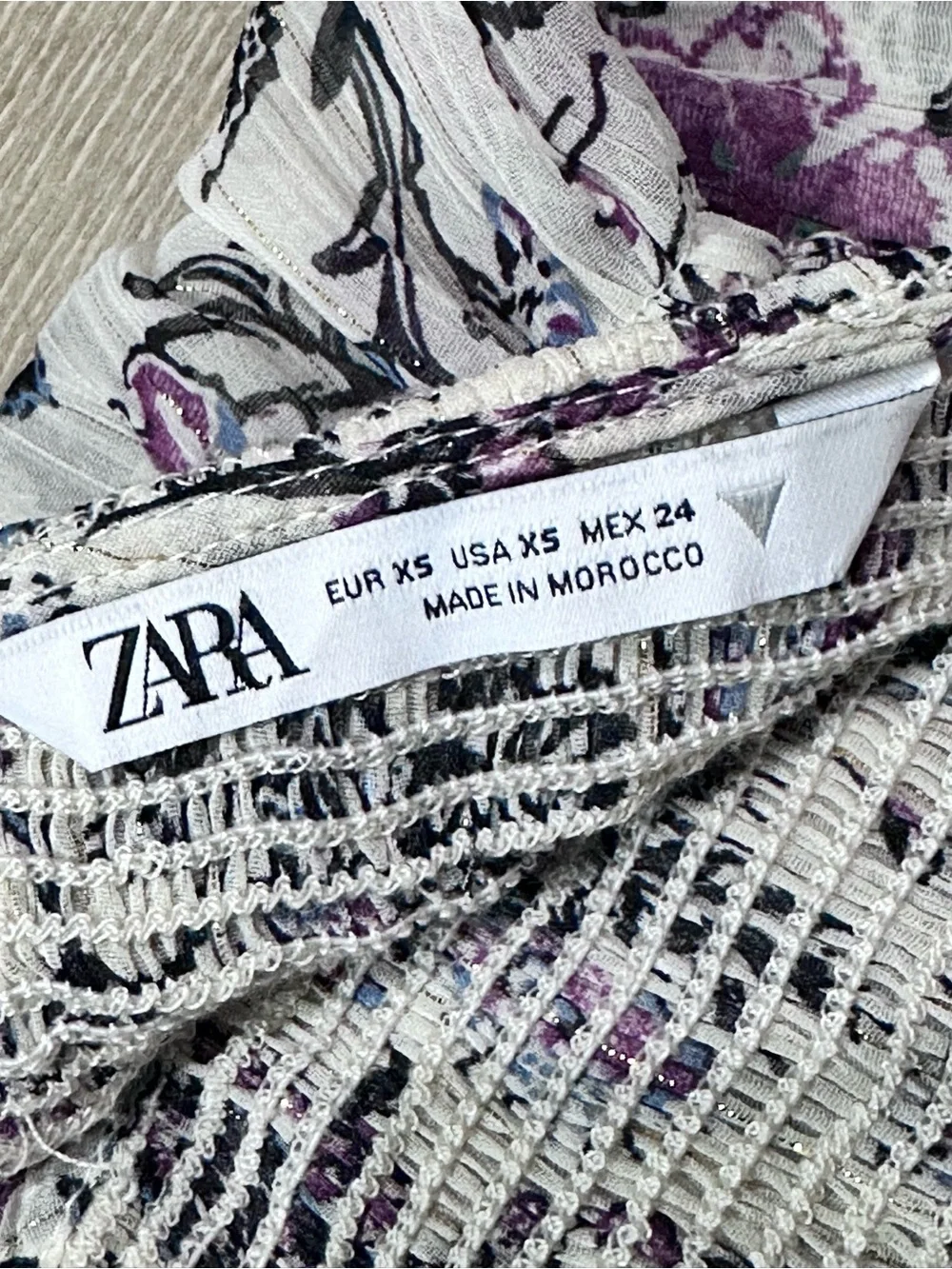 Zara Floral Metallic Smocked Peplum Crop Tank Top